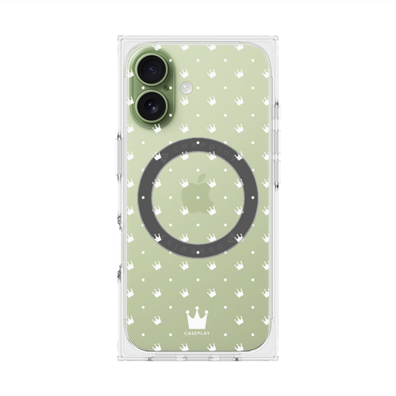 Premium Square Case with MagSafe［ CASEPLAY Crown Dots White ］