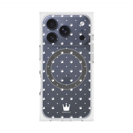 Premium Square Case with MagSafe［ CASEPLAY Crown Dots White ］