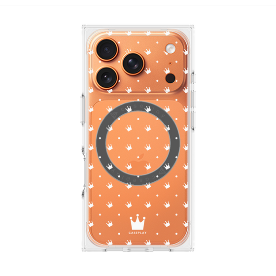 Premium Square Case with MagSafe［ CASEPLAY Crown Dots White ］