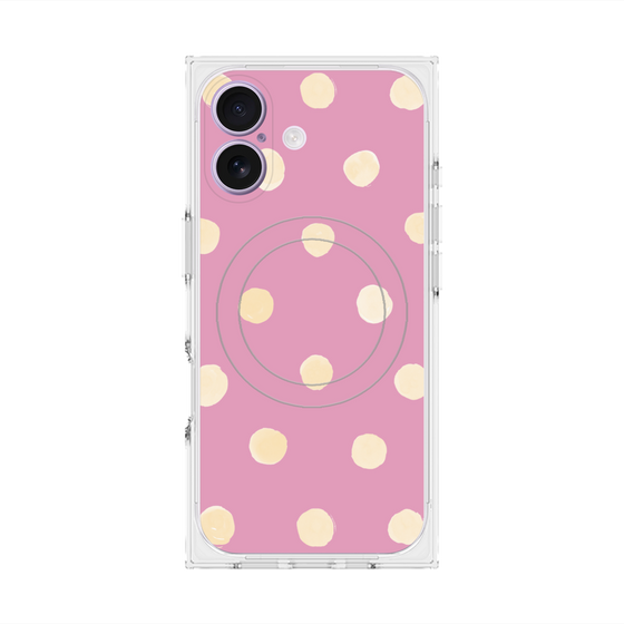 Premium Square Case with MagSafe［ Watercolor Dots Retro Color - Pink ］