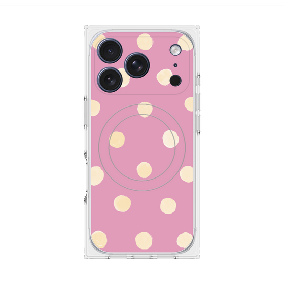Premium Square Case with MagSafe［ Watercolor Dots Retro Color - Pink ］