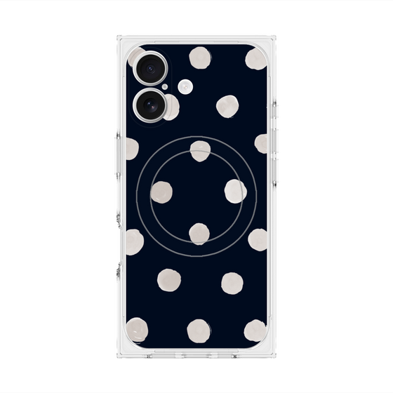 Premium Square Case with MagSafe［ Watercolor Dots Retro Color - Navy ］