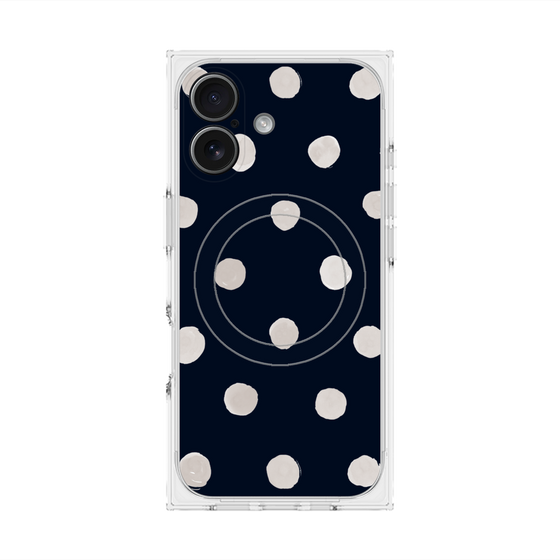 Premium Square Case with MagSafe［ Watercolor Dots Retro Color - Navy ］