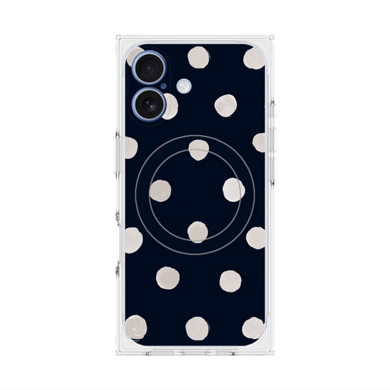 Premium Square Case with MagSafe［ Watercolor Dots Retro Color - Navy ］