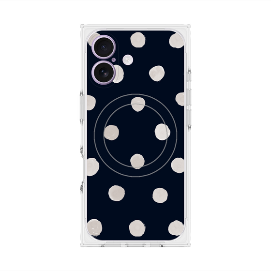 Premium Square Case with MagSafe［ Watercolor Dots Retro Color - Navy ］