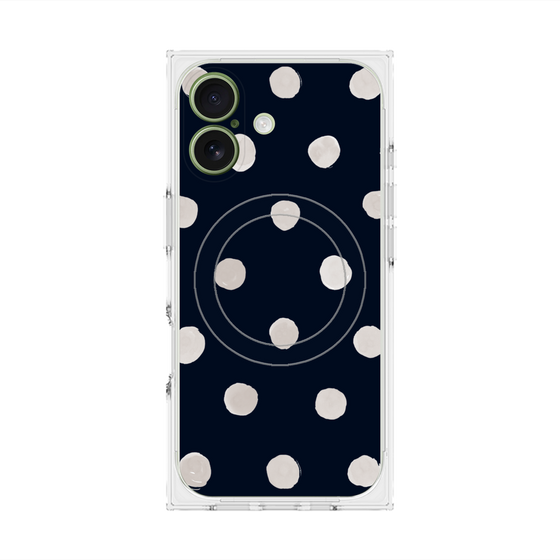 Premium Square Case with MagSafe［ Watercolor Dots Retro Color - Navy ］