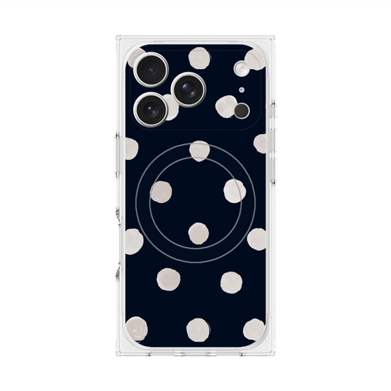 Premium Square Case with MagSafe［ Watercolor Dots Retro Color - Navy ］