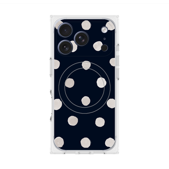 Premium Square Case with MagSafe［ Watercolor Dots Retro Color - Navy ］