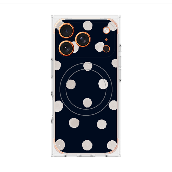 Premium Square Case with MagSafe［ Watercolor Dots Retro Color - Navy ］