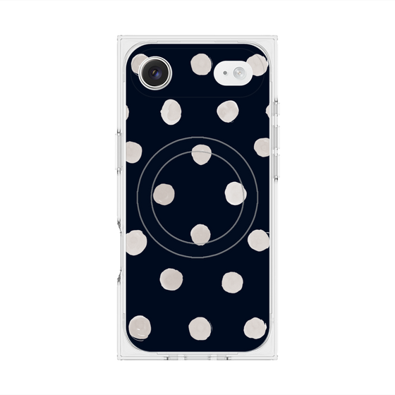 Premium Square Case with MagSafe［ Watercolor Dots Retro Color - Navy ］