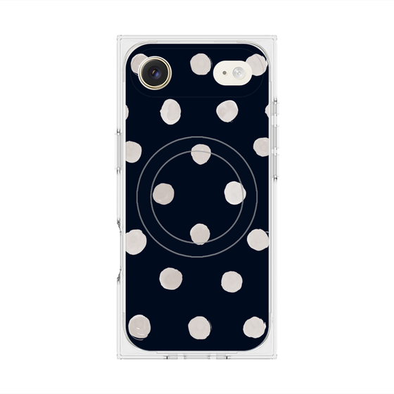 Premium Square Case with MagSafe［ Watercolor Dots Retro Color - Navy ］
