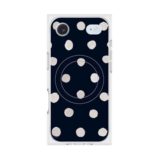 Premium Square Case with MagSafe［ Watercolor Dots Retro Color - Navy ］