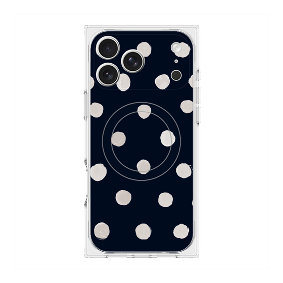Premium Square Case with MagSafe［ Watercolor Dots Retro Color - Navy ］