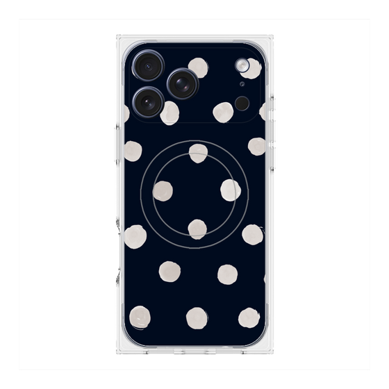 Premium Square Case with MagSafe［ Watercolor Dots Retro Color - Navy ］