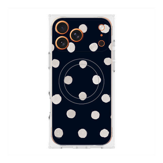 Premium Square Case with MagSafe［ Watercolor Dots Retro Color - Navy ］