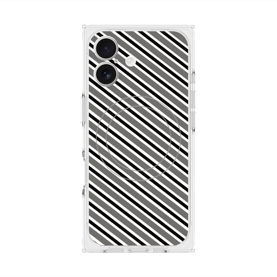 Premium Square Case with MagSafe［ Small Stripe - Gray × Black ］