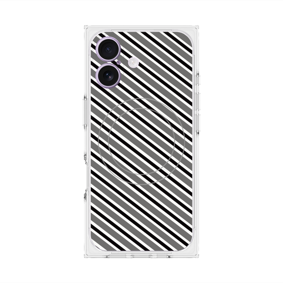 Premium Square Case with MagSafe［ Small Stripe - Gray × Black ］