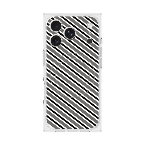 Premium Square Case with MagSafe［ Small Stripe - Gray × Black ］