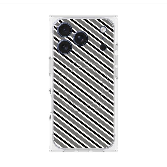 Premium Square Case with MagSafe［ Small Stripe - Gray × Black ］