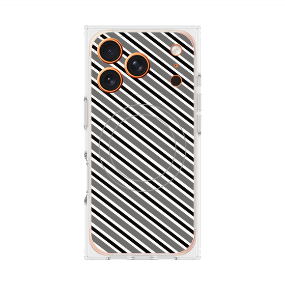 Premium Square Case with MagSafe［ Small Stripe - Gray × Black ］