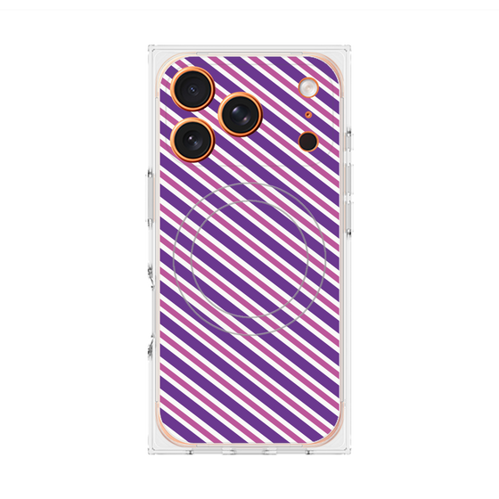 Premium Square Case with MagSafe［ Small Stripe - Purple × Pink ］