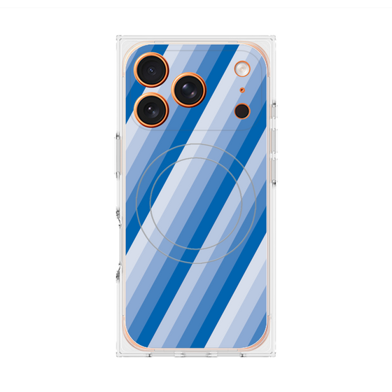 Premium Square Case with MagSafe［ Middle Stripe - Blue ］