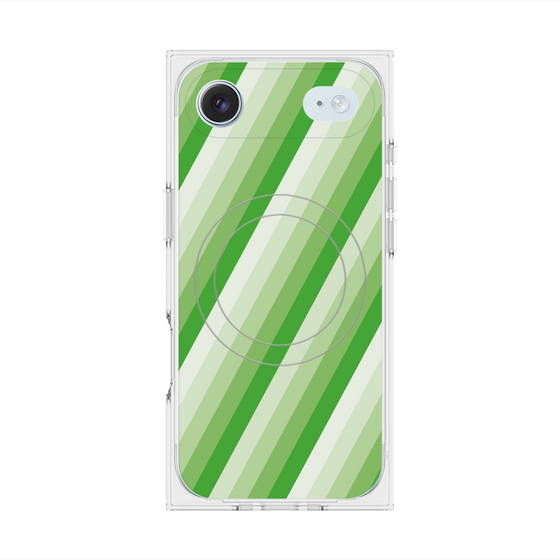 Premium Square Case with MagSafe［ Middle Stripe - Green ］