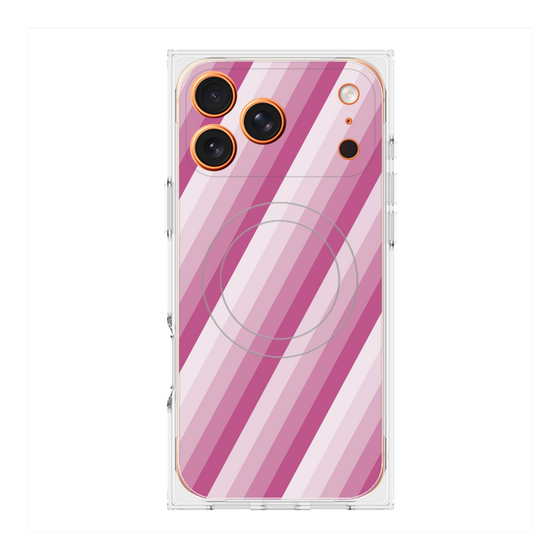 Premium Square Case with MagSafe［ Middle Stripe - Pink ］
