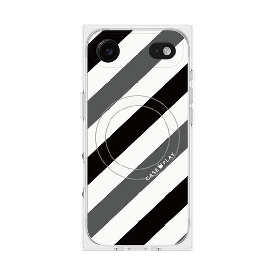 Premium Square Case with MagSafe［ Big Stripe - Black × Gray ］
