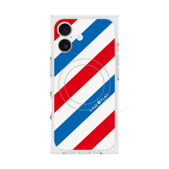 Premium Square Case with MagSafe［ Big Stripe - Red × Blue ］