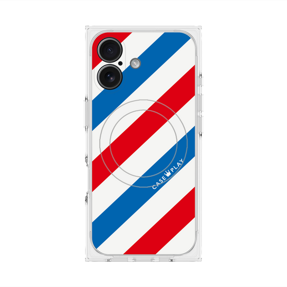 Premium Square Case with MagSafe［ Big Stripe - Red × Blue ］