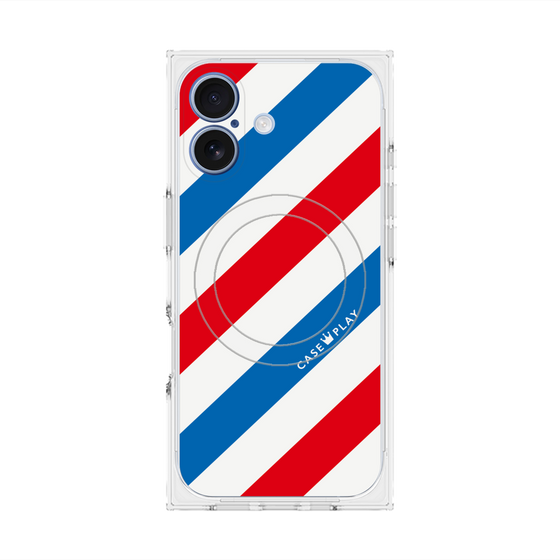 Premium Square Case with MagSafe［ Big Stripe - Red × Blue ］