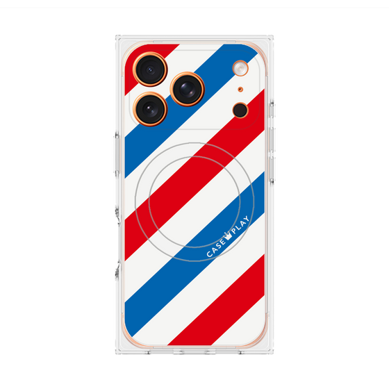 Premium Square Case with MagSafe［ Big Stripe - Red × Blue ］