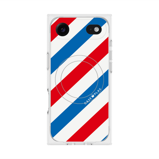 Premium Square Case with MagSafe［ Big Stripe - Red × Blue ］
