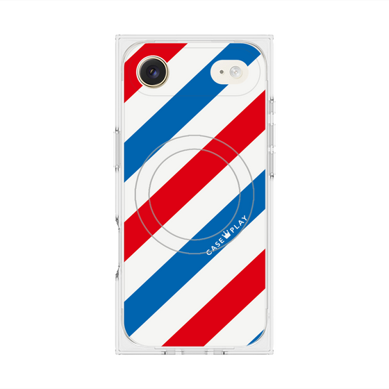 Premium Square Case with MagSafe［ Big Stripe - Red × Blue ］