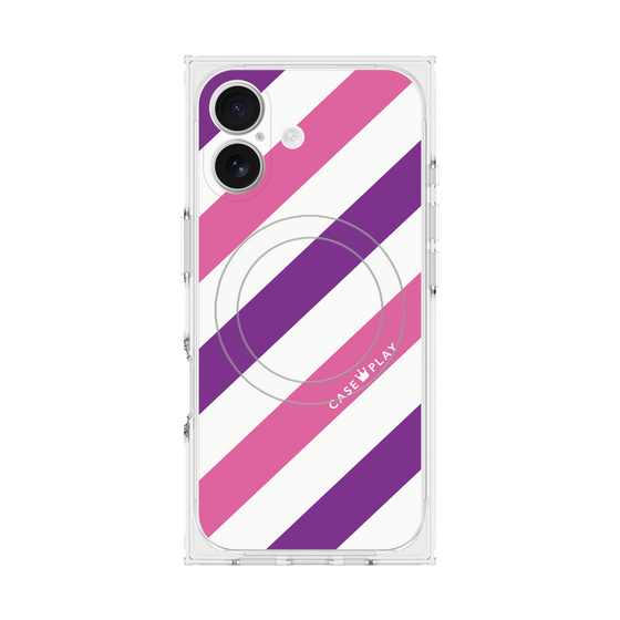 Premium Square Case with MagSafe［ Big Stripe - Purple × Pink ］