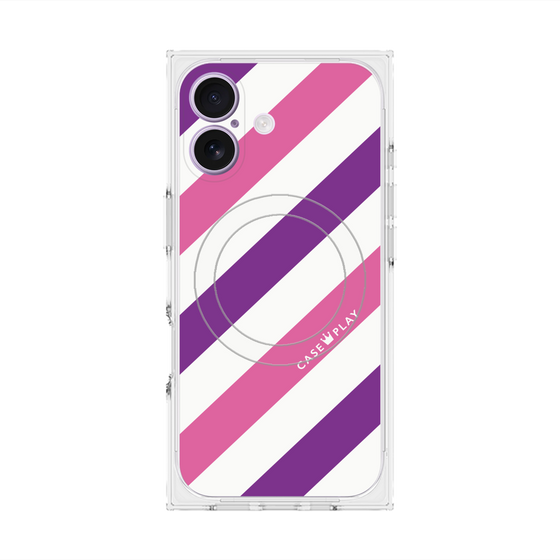 Premium Square Case with MagSafe［ Big Stripe - Purple × Pink ］