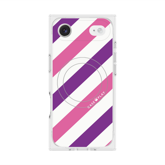 Premium Square Case with MagSafe［ Big Stripe - Purple × Pink ］