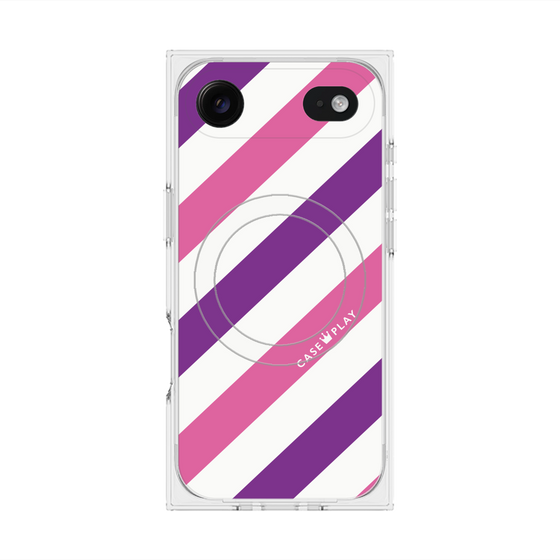 Premium Square Case with MagSafe［ Big Stripe - Purple × Pink ］