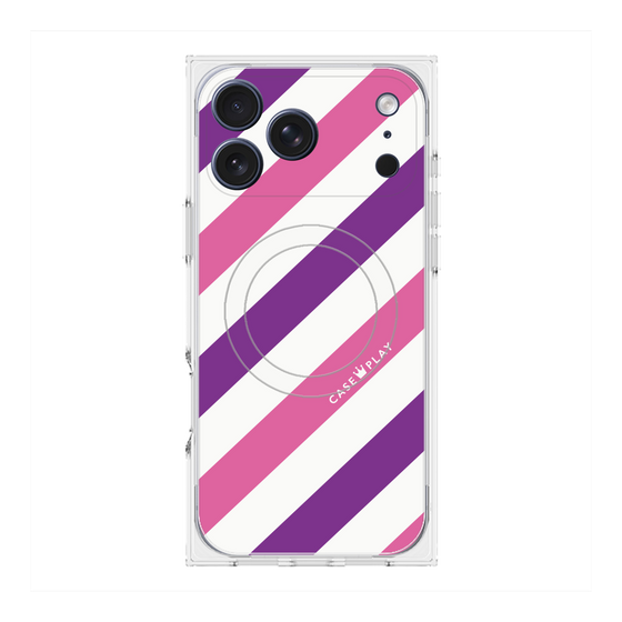 Premium Square Case with MagSafe［ Big Stripe - Purple × Pink ］