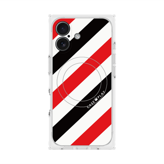 Premium Square Case with MagSafe［ Big Stripe - Red × Black ］