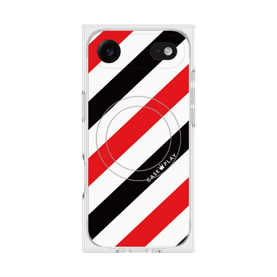 Premium Square Case with MagSafe［ Big Stripe - Red × Black ］