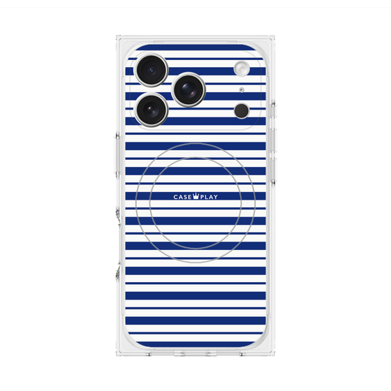 Premium Square Case with MagSafe［ Small Border - Navy ］