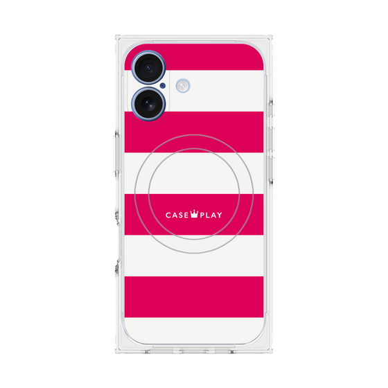 Premium Square Case with MagSafe［ Big Border - Pink ］