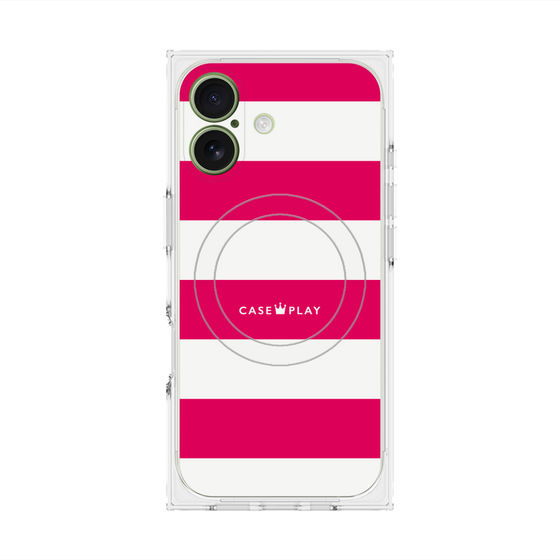 Premium Square Case with MagSafe［ Big Border - Pink ］