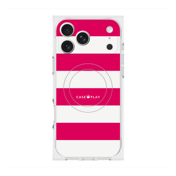Premium Square Case with MagSafe［ Big Border - Pink ］