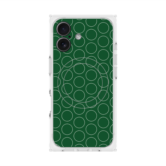 Premium Square Case with MagSafe［ Dot Circle - Green ］