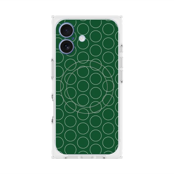 Premium Square Case with MagSafe［ Dot Circle - Green ］