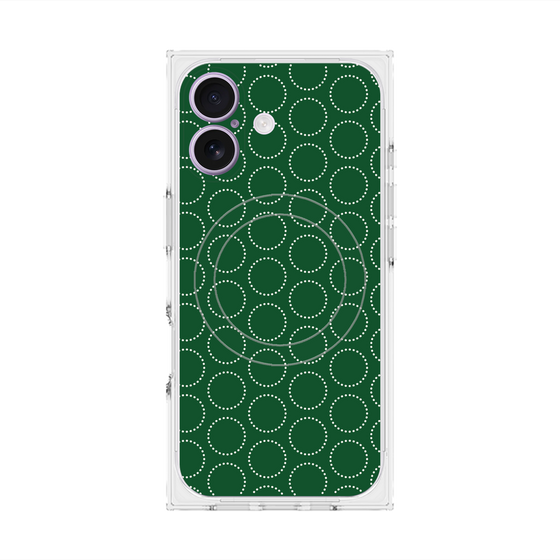 Premium Square Case with MagSafe［ Dot Circle - Green ］