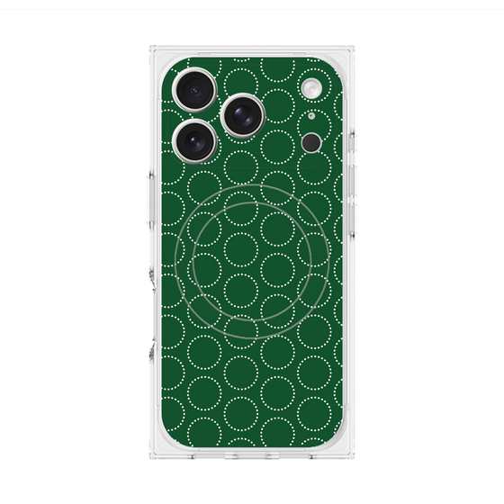 Premium Square Case with MagSafe［ Dot Circle - Green ］